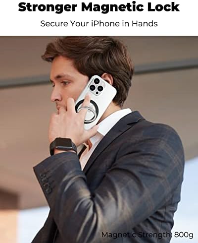 [2023 משודרג] לאחיזת טלפון מגסייף, מחזיק טבעת טלפון מגנטי מעמד טלפון מתכוונן תואם לאביזרי מגסייף רק לאייפון